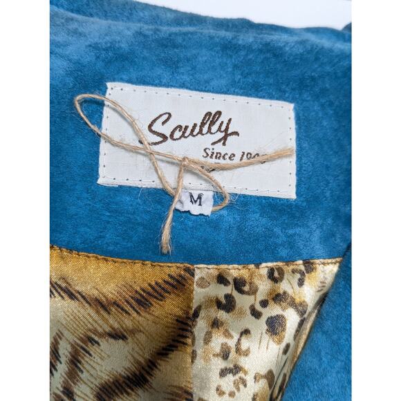 Y2K Scully Ruffle Boar Suede Jacket Tuquoise Blue Long Sleeve Medium Leather - Picture 5 of 5